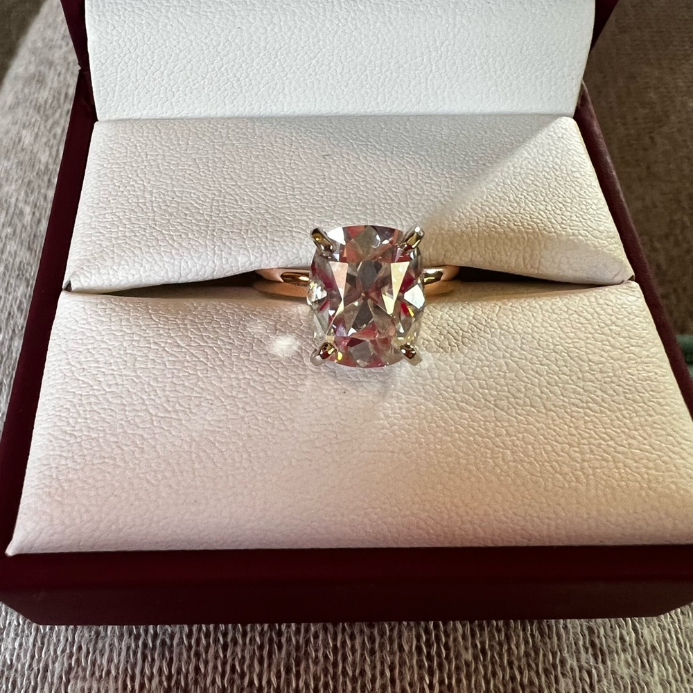 14k Rose Gold Elongated Cushion 3 Carat